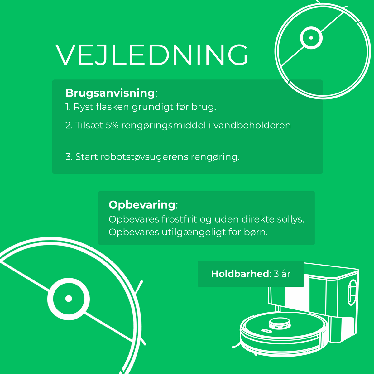Gulvvaskemiddel til robotstøvsuger – detaljevisning af flasken