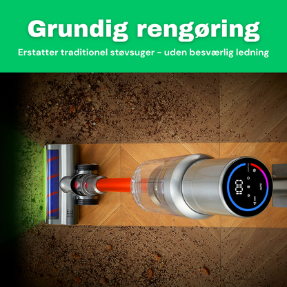 CleanFriend Absolute™ ledningsfri støvsuger, grundig rengøring af trægulv i stue