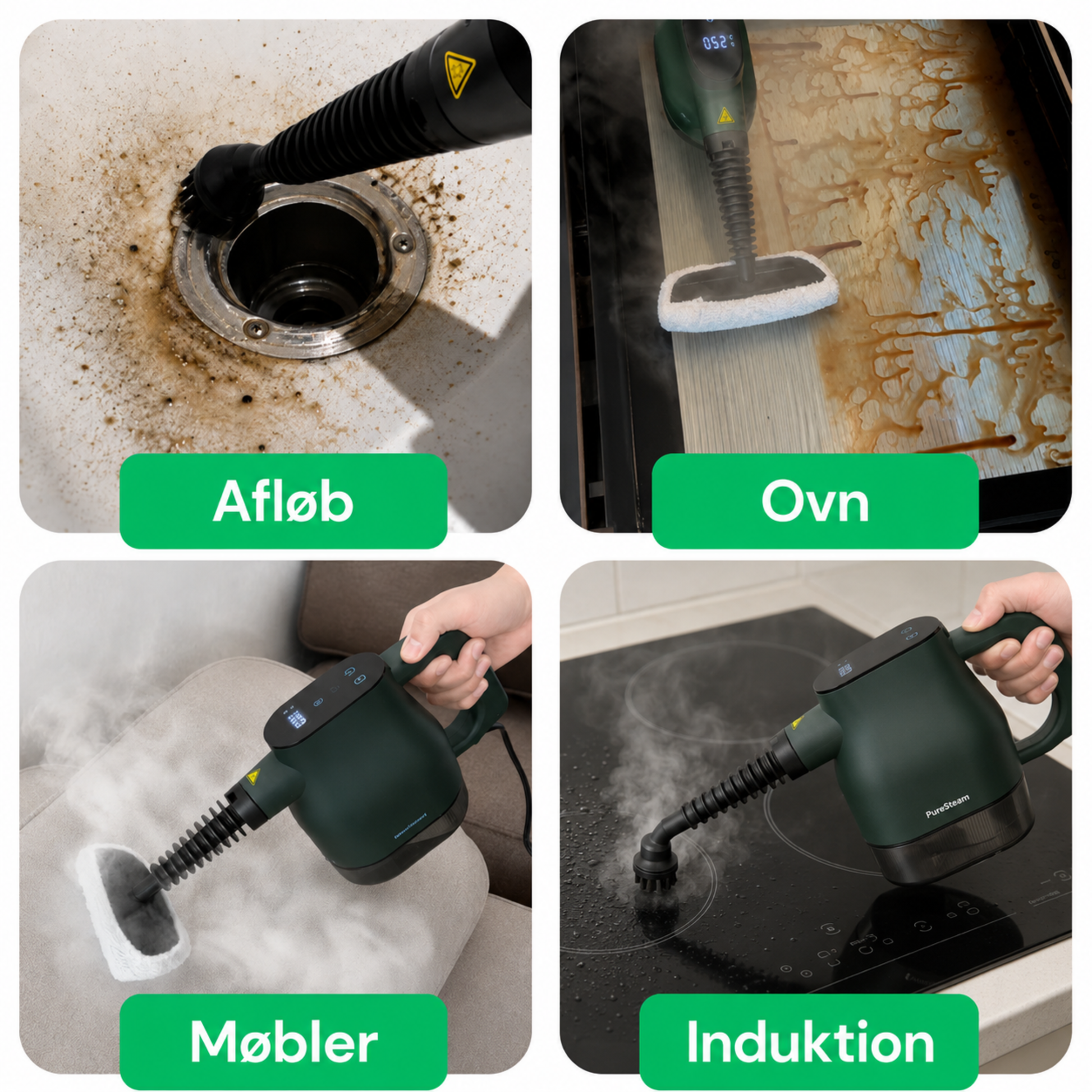 CleanFriend PureSteam™ damprenser – med medfølgende tilbehør