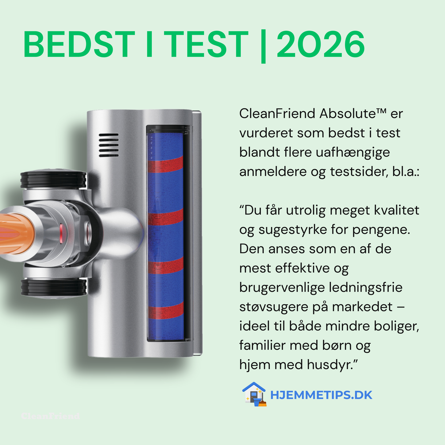 (OUTLET) CleanFriend Absolute™ – Ledningsfri Støvsuger
