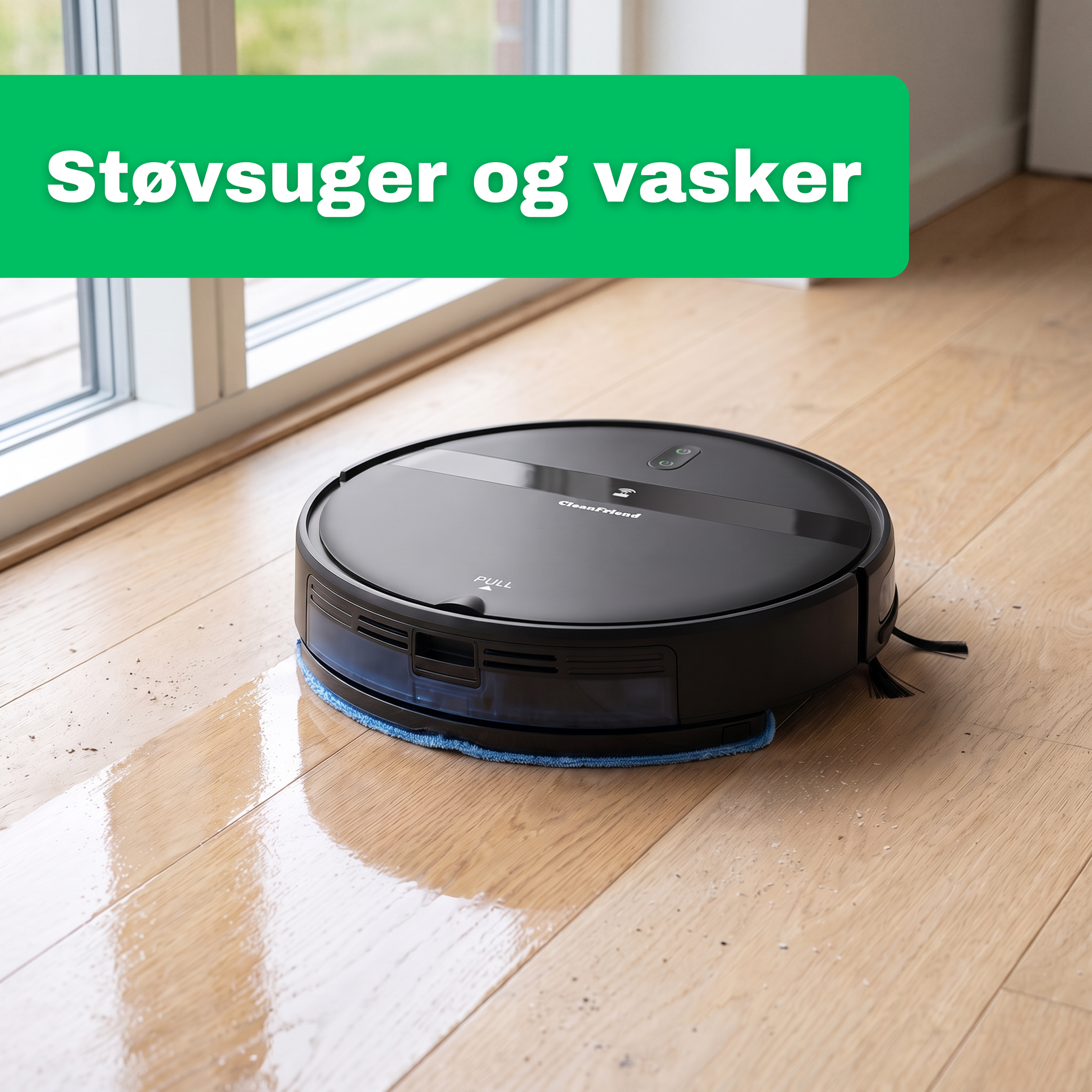 CleanFriend™ robotstøvsuger – set i brug på gulv