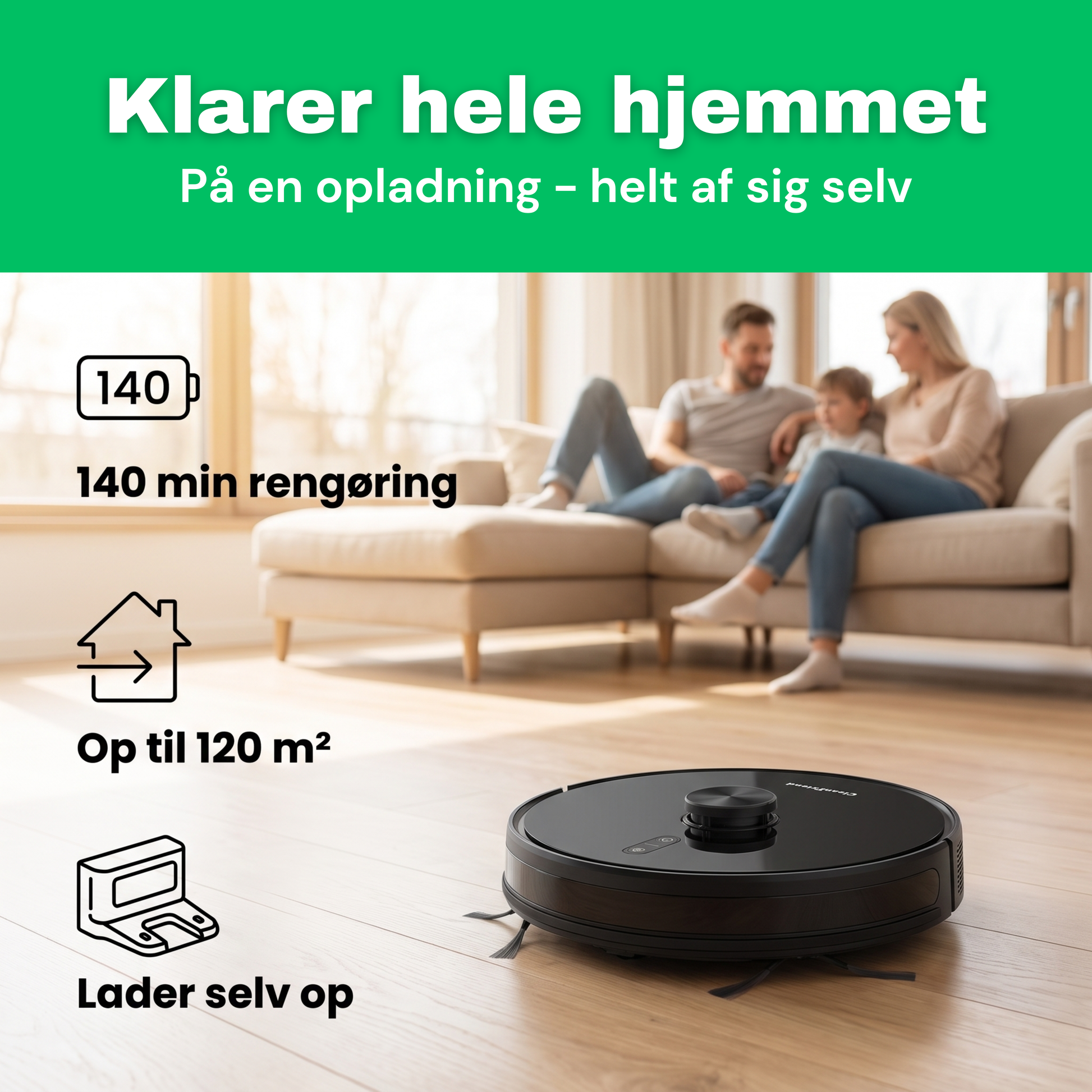 CleanFriend 360 Ultra™ robotstøvsuger – rengøring af tæppe