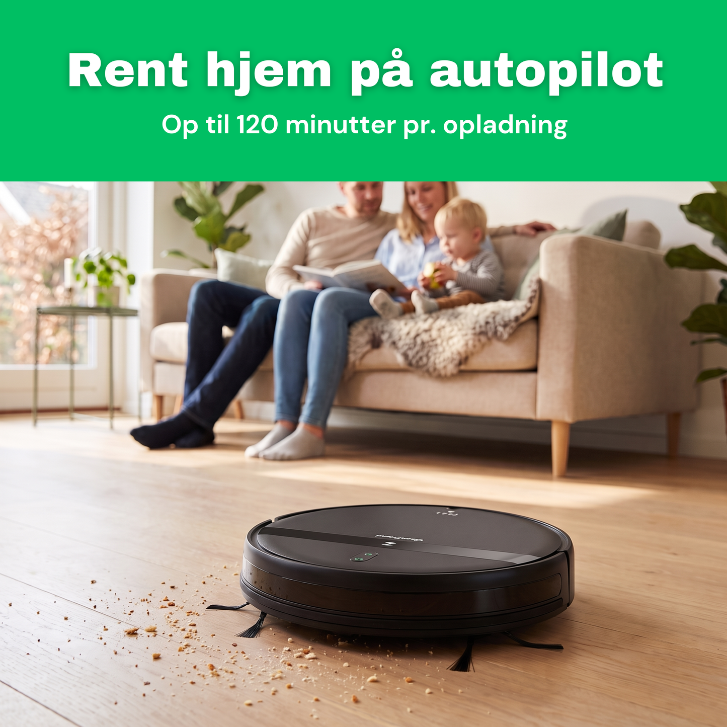 CleanFriend™ robotstøvsuger – set fra oven