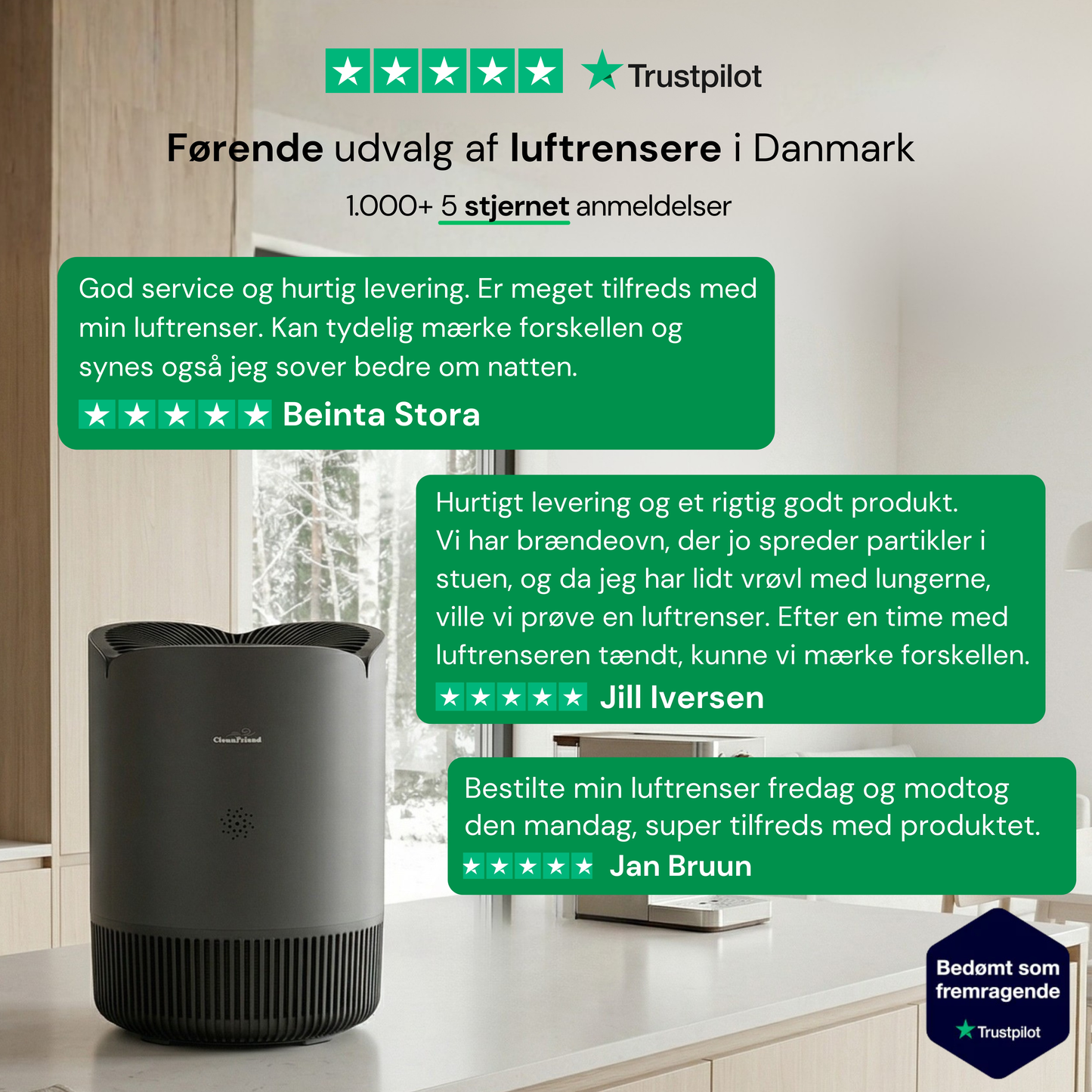 CleanFriend AirFlow30™ PRO luftrenser – i dansk hjem