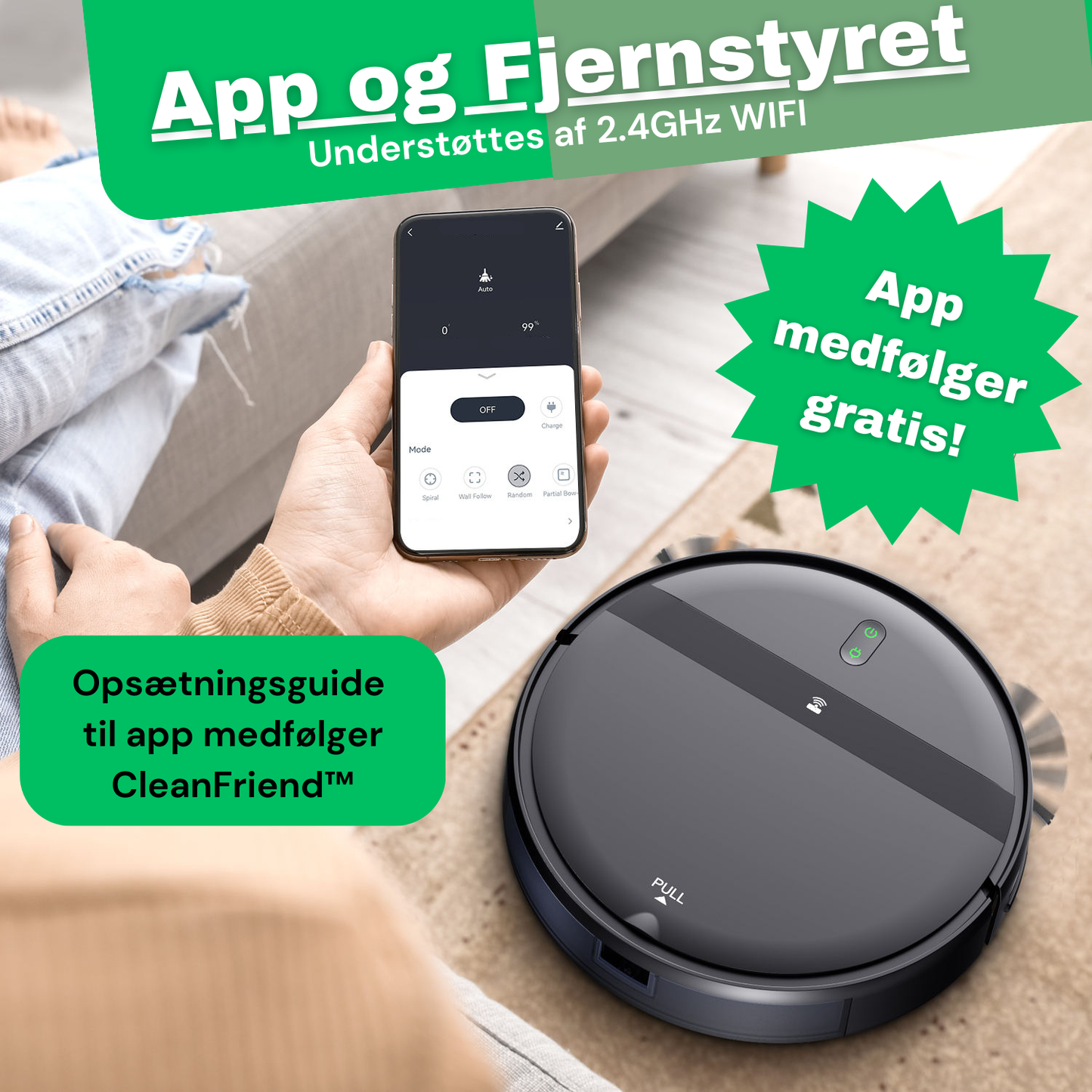 CleanFriend™ robotstøvsuger og gulvmoppe