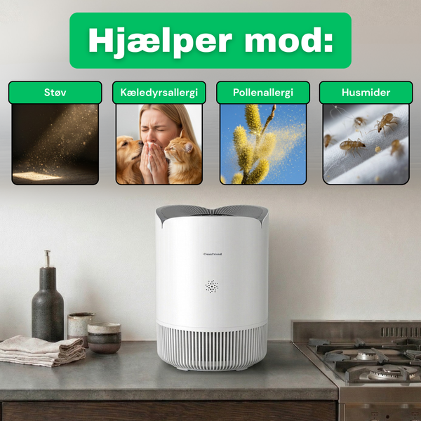CleanFriend AirFlow30™ luftrenser – set i brug i stuen
