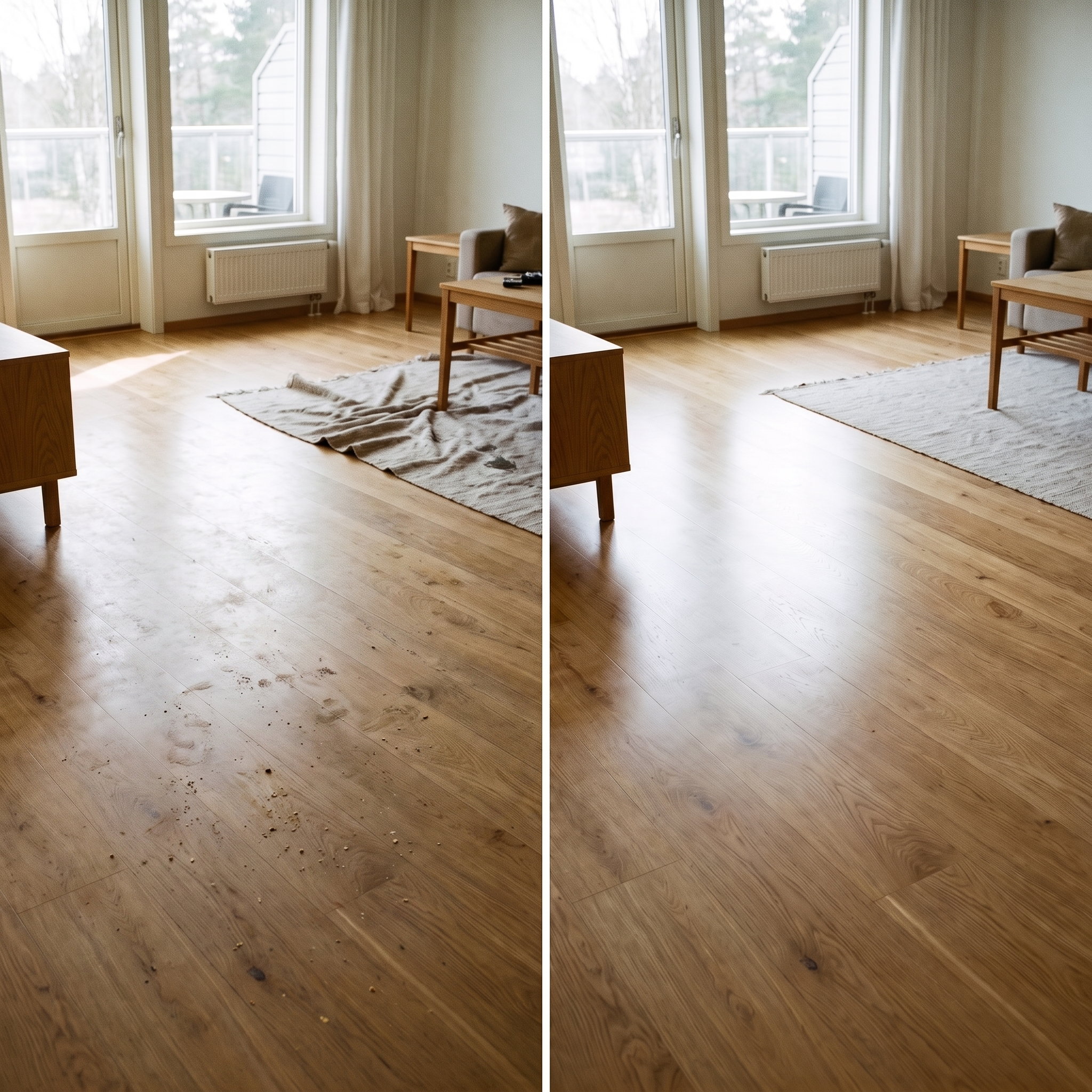 Moppefunktionen efterlader gulvet rent og skinnende
